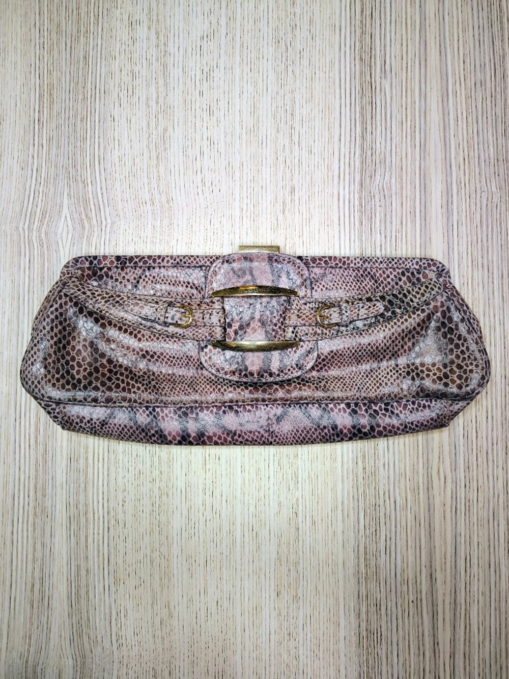 RARE Vintage BCBG Girls Y2K Long Evening Clutch Bag Purple Snakeskin Glam 90s